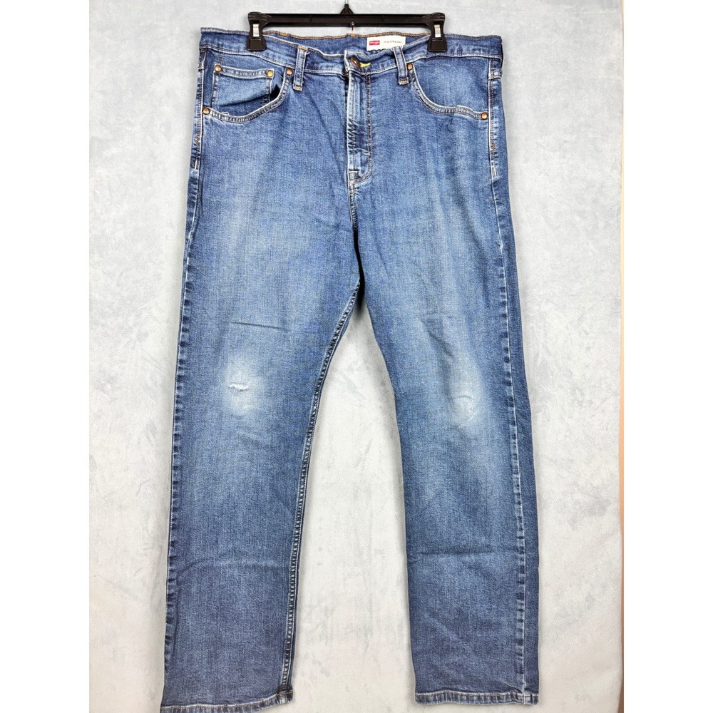 Wrangler Slim Straight Jeans Mens 36x30 Medium Wash Blue Stretch 92SSWDX